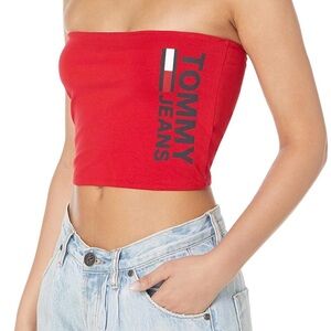 Tommy Jeans Logo Red Bandeau Top